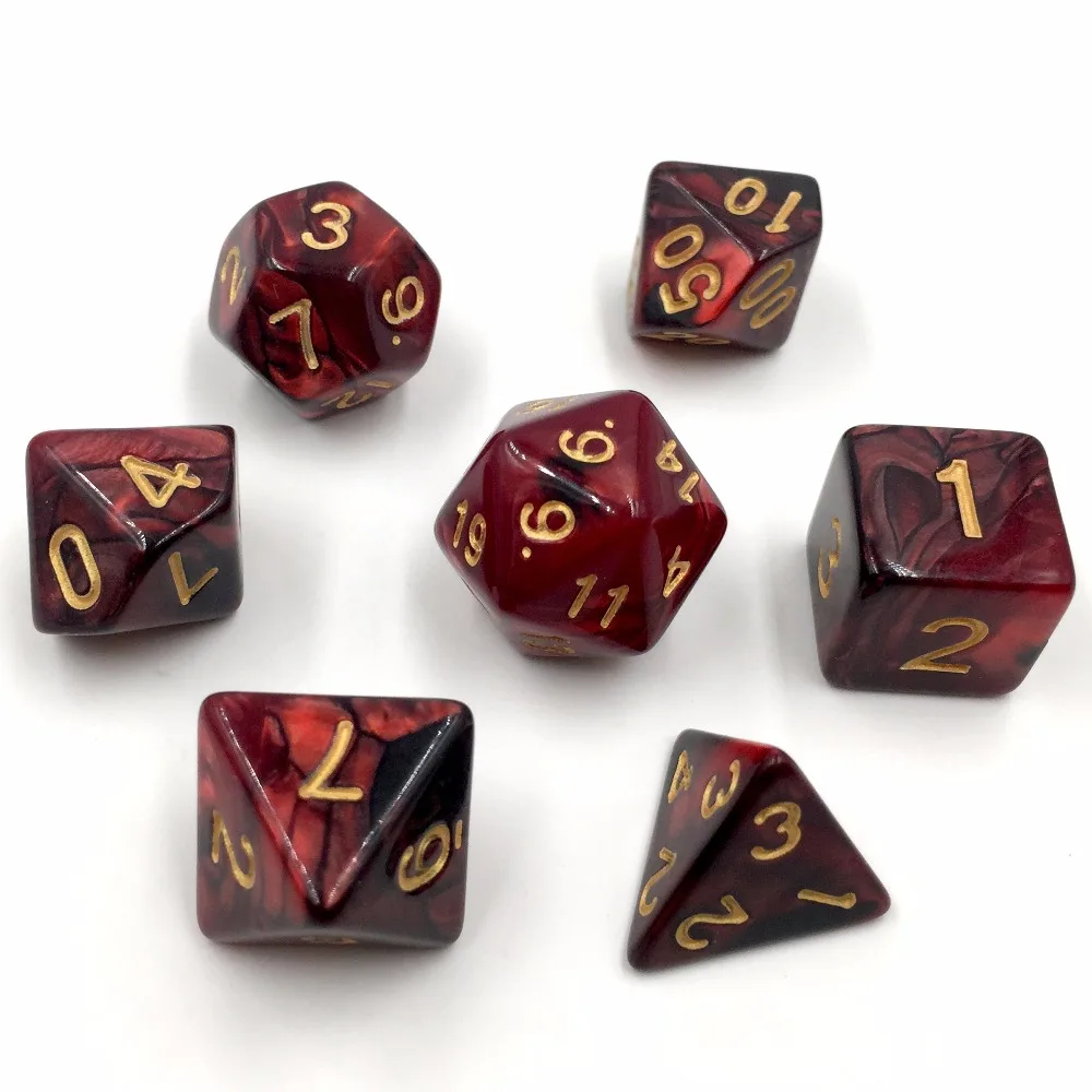Rollooo игральные кости DND набор 7 Gemini цвет черный и красный d4 d6 d8 d10 d % d12 d20 | Спорт