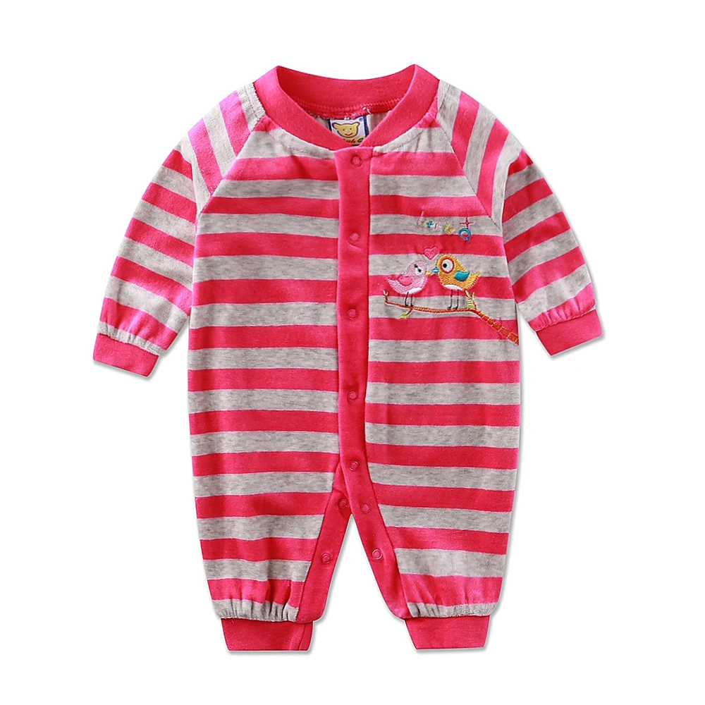 

Baby Suits Girls One Piece Rompers Boys Sleepwears Newborn Spring Autumn Velour Long Sleeve Button Clothing Kids Striped Clothes