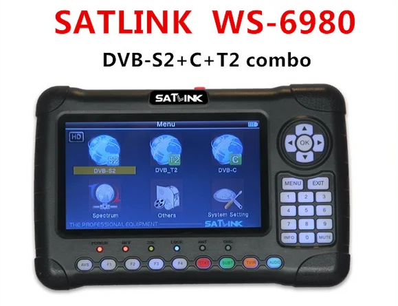 Satlink WS-6980 DVB-S2 DVB-T/T2 DVB-C Combo 6980 цифровой спутниковый искатель 7 дюймов HD экран анализатор спектра Созвездие