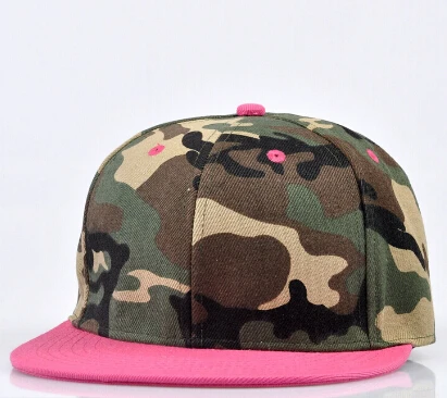 Камуфляжная плоская кепка Sanpback бейсболка для мужчин и женщин Camou Snapback Кепка индивидуальный логотип Emboreidery - Цвет: HOT PINK