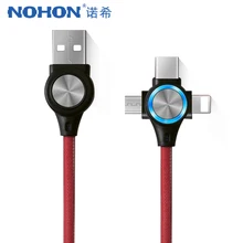 NOHON 3 в 1 кабель для зарядного устройства Micro USB 8 Pin для iPhone X 8 XS 7 6 Plus type-C кабель для быстрой зарядки синхронизации данных для Xiaomi 6 5 huawei