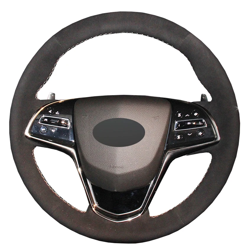 

Black Suede DIY Hand-stitched Car Steering Wheel Cover for Cadillac ATS 2013-2015 CTS 2014-2016