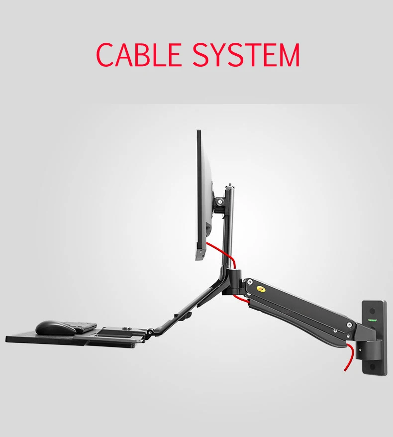 NB MC40 22-35 дюймов 2-15 кг настенное крепление эргономичная компьютерная сидячая рабочая станция подъемная газовая пружина кронштейн монитора с 2XUSB3. 0