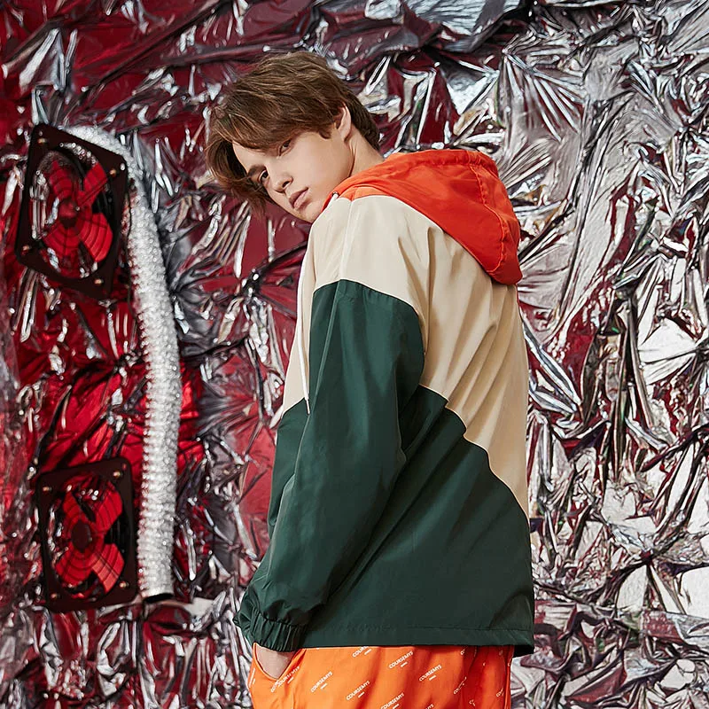 Harajuku Hooded Windbreaker Jacket Men Hip Hop Streetwear Hoodie Half Zip Jacket Coat Retro Color Block Track Jacket Autumn 2018 Harajuku Hooded Windbreaker Jacket Men Hip Hop Streetwear Hoodie Half Zip Jacket Coat Retro Color Block Track Jacket Autumn 2018