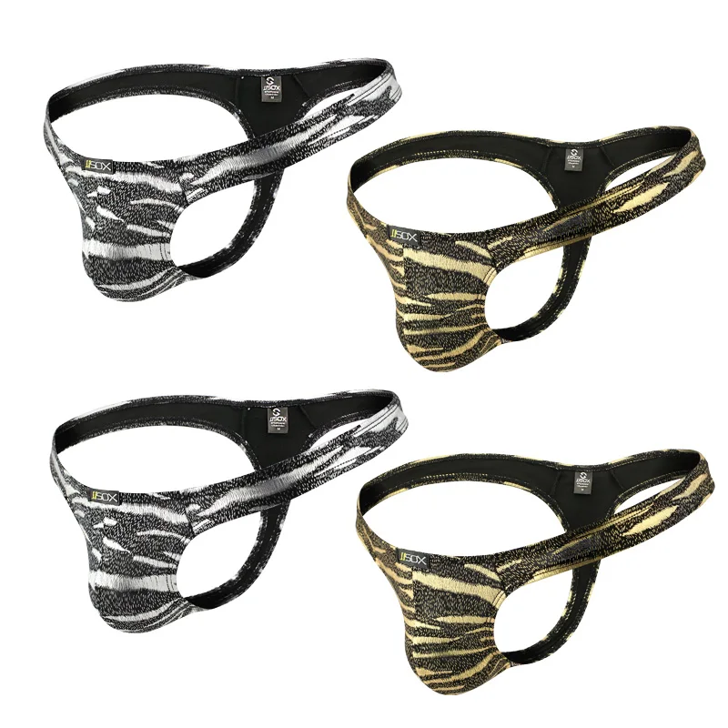 

4 Pcs Hot Sexy Leopard Thong G-String Men's Underwear Panties Gold Silver Gay Man Thongs Briefs Exotic T-back Male Jockstrap