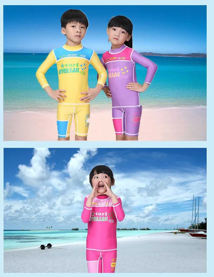 Новинка, детский купальный костюм с длинными рукавами и рашгардом, топ и шорты, комплект для серфинга, подводного плавания, костюм для дайвинга LS-811