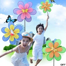 Двухслойная Цветочная ветряная мельница, красочный ветряной Спиннер, дворовый садовый декор, детская игрушка, May06