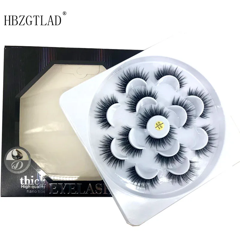 X6 Hbzgtlad 1/2/7 пар натуральные накладные ресницы длинные Макияж 3d норковые ресницы, наращивание ресниц ресницы серо-коричневого цвета для красоты - Цвет: X6