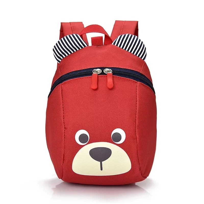 Милый рюкзак с рисунком медведя для малышей, рюкзак с мультипликационным принтом, детский школьный рюкзак с ремешком для прогулок, Детская сумка - Цвет: Бургундия
