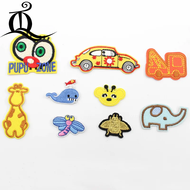 

1PCS Patch car Elephant Whale hot Cheap Embroidered Cute Patches Iron On Cartoon Patches For Clothes Kids Jeans Applique Badges