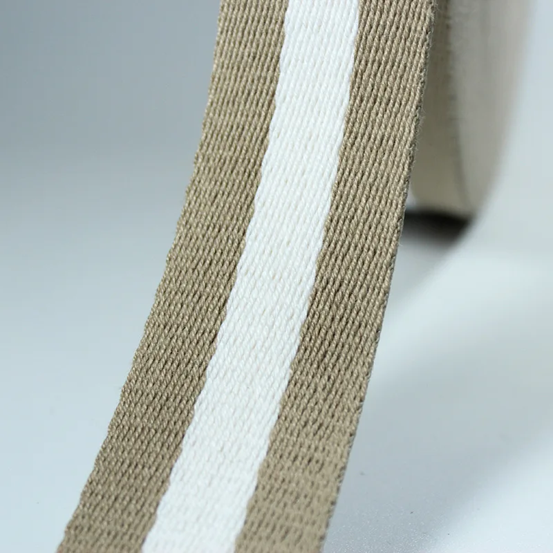 10 метров от партии 38 мм 1." широкие лямки Haki цвета: белый, хаки в полоску лента из полиэстера, хлопка Twill мешок