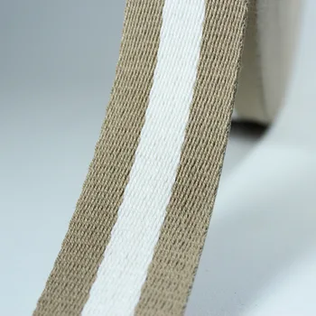 

10 yards from the batch 38mm 1.4 "wide webbing haki white khaki striped polyester cotton ribbon twill bag