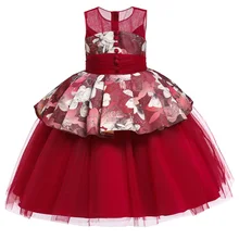 Новинка года; свадебное платье для девочек; платье-пачка с цветочным узором для девочек; детское платье для приема; жаккардовое детское платье принцессы высокой плотности