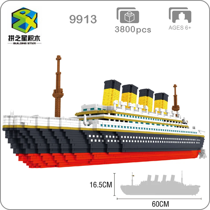 

Building Star Movie Titanic Big Cruise Ship Boat 3D Modle DIY Mini Nano Blocks Bricks Diamond Building Toy for Children no Box