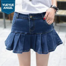 Женские джинсовые юбки больших размеров 9XL оборки повседневные Мини плиссированные юбки леди весна лето корейский высокое качество джинсовая юбка женская