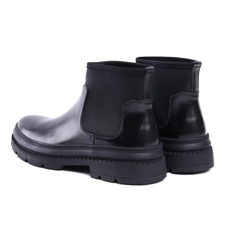 Cheval Mode Bout Main De Cow Designer boy Homme Plate top Chaussures Haute En Rond Cheville Chlesea Noir La Bottes forme À Cuir Véritable Hommes Js72 7fy6bg