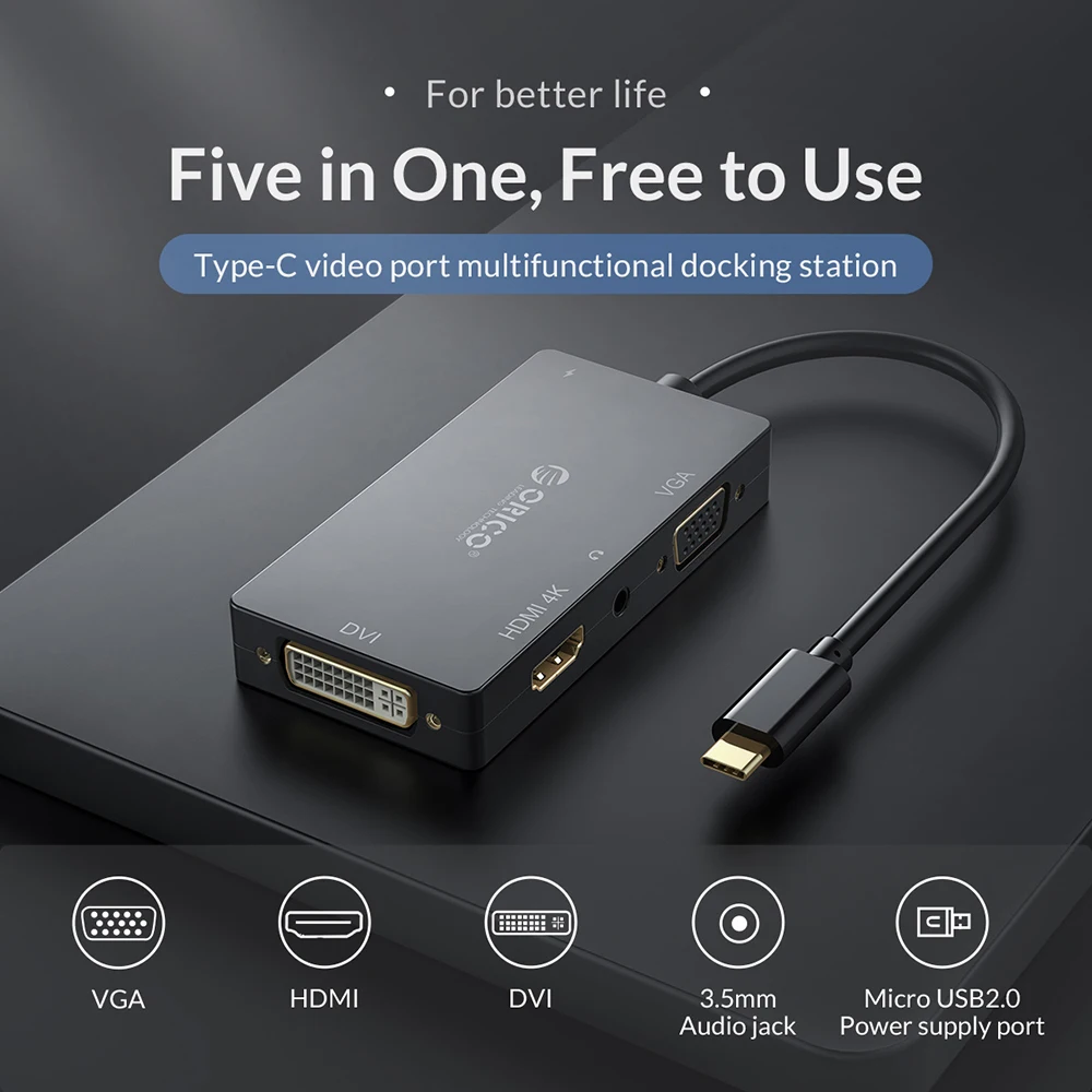 Док станция ORICO type C для DVI + HDMI VGA 3 5 мм аудиоразъем с адаптером аудиоинтерфейса ПК