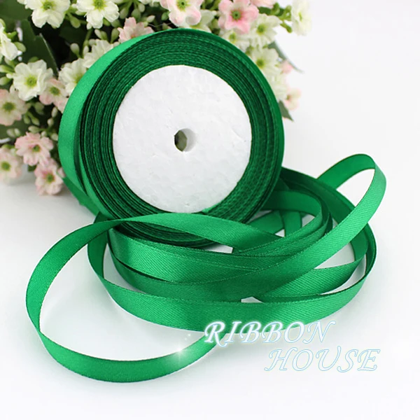 

(25 yards/roll) 3/8" 10mm Green Gift Christmas Ribbon Single Face Satin Ribbon Webbing Decoration Ribbons