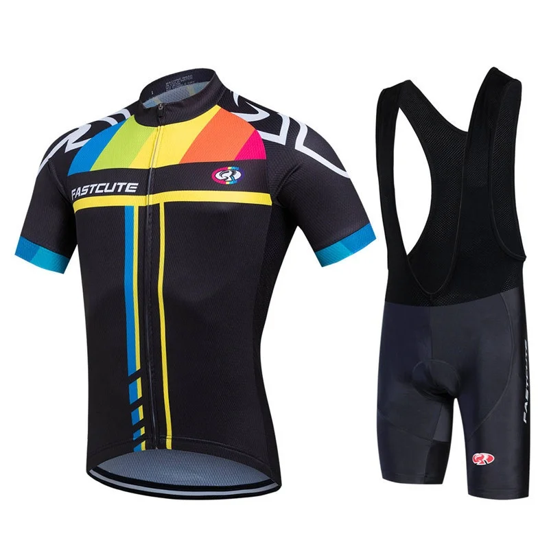 

FASTCUTE Summer Men's Short Sleeve Cycling Jersey Set with Quick-Dry Breathable+9D Silicone Padded for Bike Cycling Clothing Set