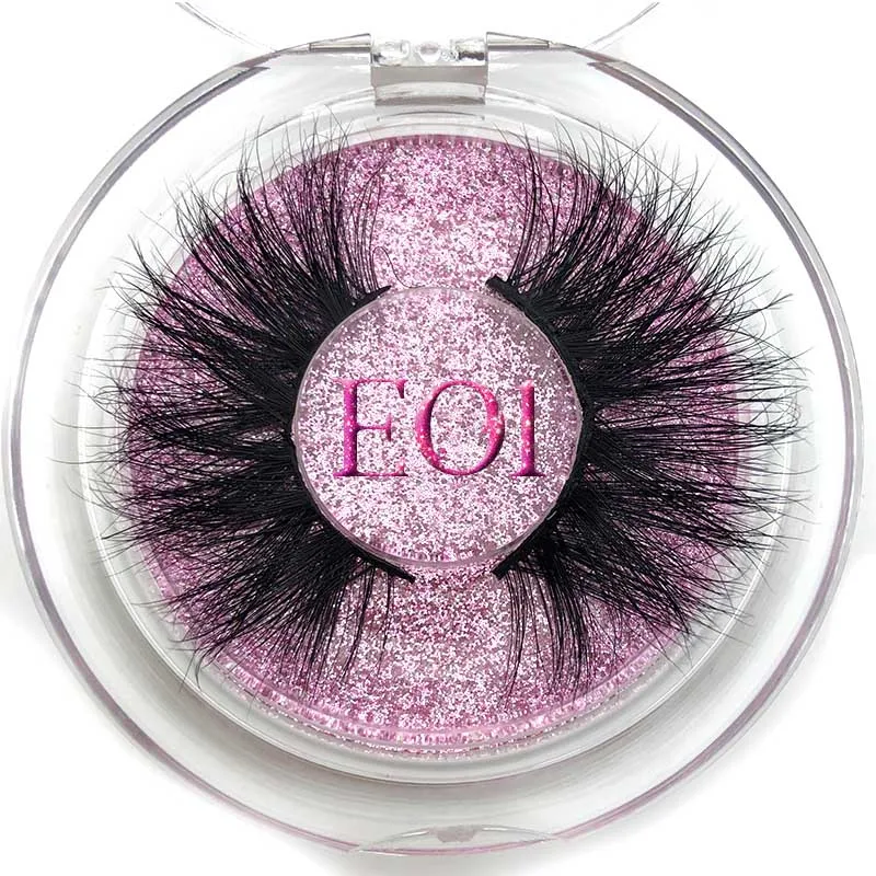 

Mikiwi 25mm Mink Eyelashes Wholesale 25mm 3D Mink Lashes round case custom packaging Label Makeup Dramatic Long Mink Lashes