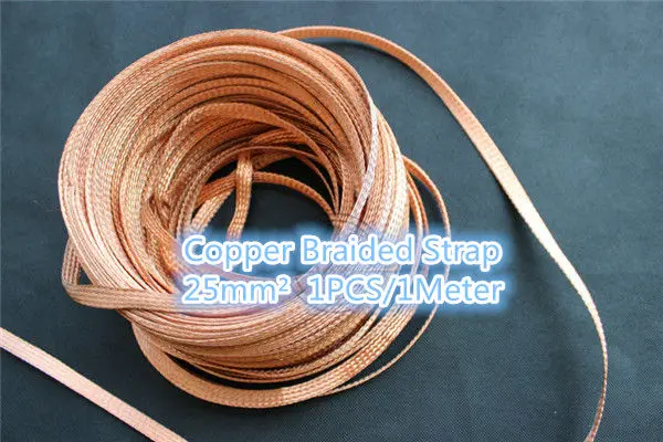 

1PCS CB006 Copper Braided Strap 25.0 mm2 Conductive Band Copper Strip Length 1 Meter Copper Wire Free Shipping