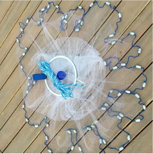 Anillo de aluminio Finefish USA red fundida 2,4 m-4,8 m herramienta de red de pesca con mosca fácil de lanzar pequeña malla al aire libre red de pesca de tiro a mano