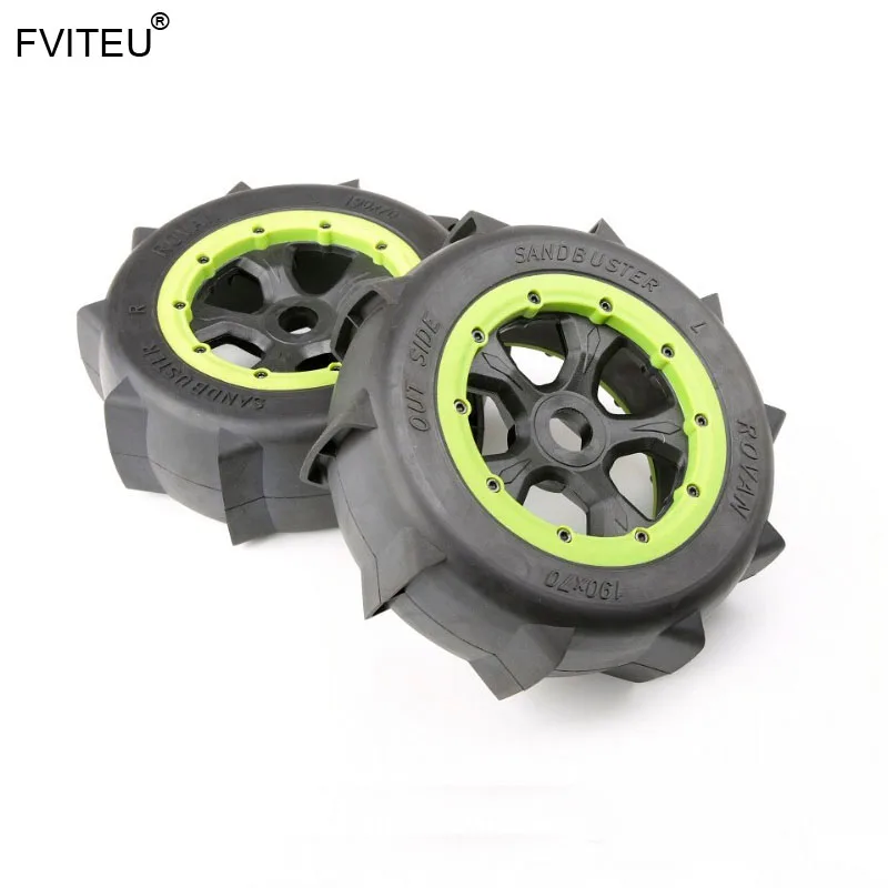 

FVITEU Rubber Sand Wheel Tires set Fit 1/5 Losi 5ive T Rovan BAJA 4WD/SLT King Motor x2