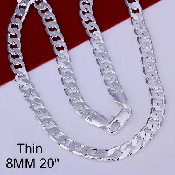 8MM 16 24inch Links chain men necklace, factory price, fashion silver