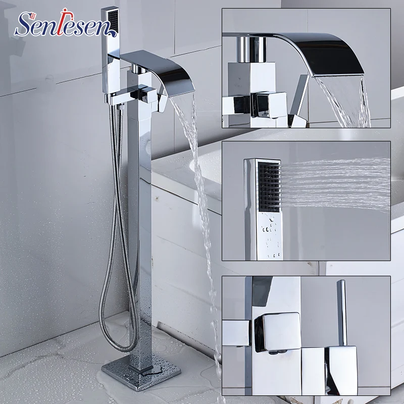 

Senlesen Free Standing Bathroom Tub Faucet Single Handle Solid Brass Cold and Hot Water Mixer Tap For Bathtub Faucets