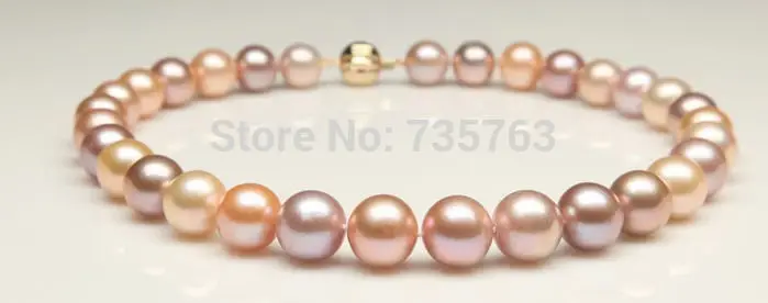 

HOT 0015258 HUGE 17"11-12MM NSOUTH SEA GENUINE GOLD PINK MULTIC PEARL NECKLACE PERFECT AAA