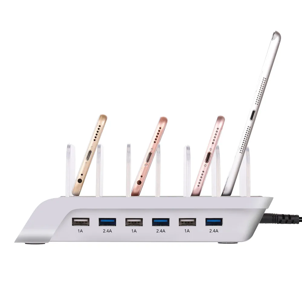 10.2A 6 Port USB Charging Station Universal Desktop Tablet & Smartphone Multi-Device Hub Charging Dock for iPhone, iPad, Galaxy, Tablets (2)
