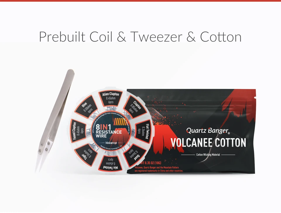 prebuilt coil ceramic tweezer rda cotton