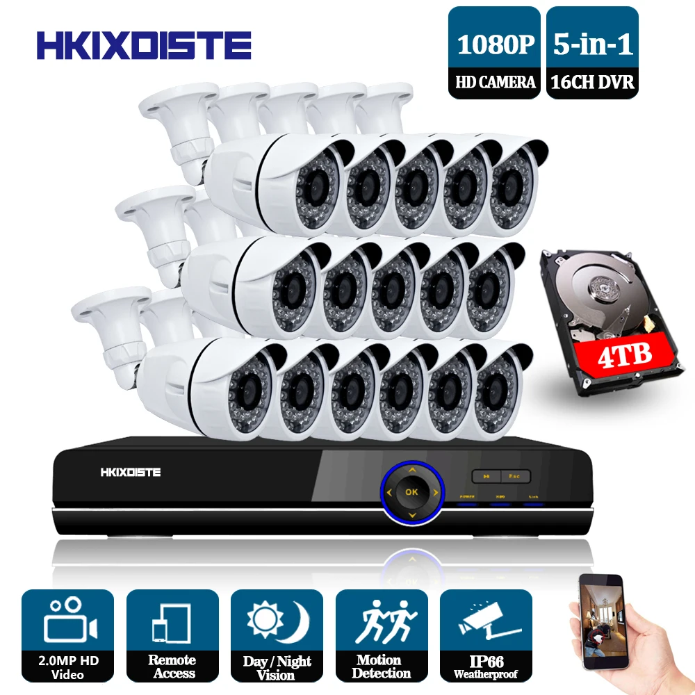 Система видеонаблюдения 16 каналов 1080P AHD DVR 2 МП | Безопасность и защита