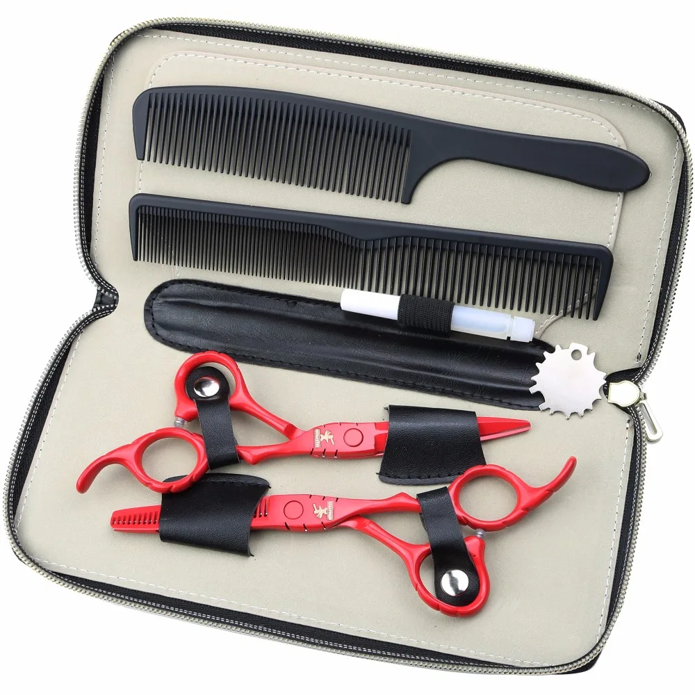 5.5 6 inch red professional Japanese hairdressing scissors hair cutting barbershop | Красота и здоровье