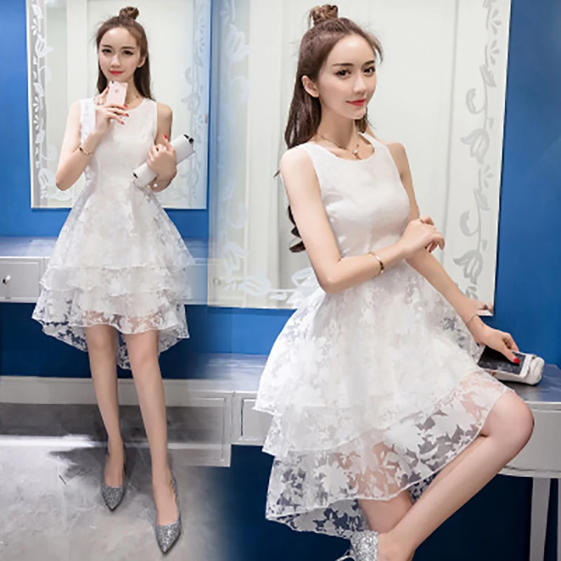FC Free Shipping 2017 Women New Fashion Summer Sweet A-Line Dress Sleeveless Empire O-Neck Knee-Length D050 | Женская одежда
