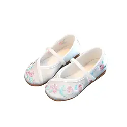 Дети Повседневное ткань обувь кроссовки для малышей мальчиков и девочек с цветочной вышивкой ручной работы M09
