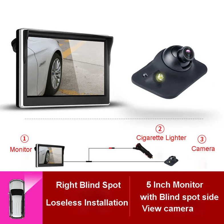 5-дюймовый экран TFT ЖК-дисплей Автомобильная шторка справа, спереди, сзади Камера монитор Водонепроницаемый светодиодный Ночное Видение заднего вида с оборотным бэкапом 2 в 1 парктроником