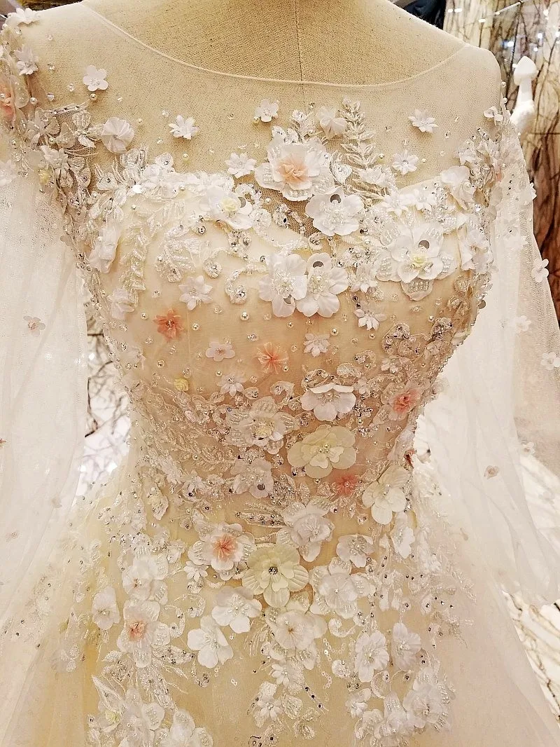 2017; Robe De Mariage Роскошные Кружево Кристаллы Аппликации Белый Свадебное платье Половина рукава реальное изображение индивидуальный заказ Vestido