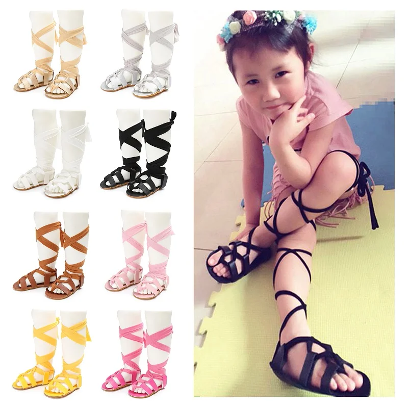 Newborns Baby Girls Summer High-top Fashion Roman Girls High Gladiator Sandals Kids Gladiator Sandals