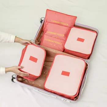 

6 Pcs/set Chic Travel Non-woven Portable Clothes Storage Bag Organizer Foldable Two Size Storage Bag For Pillow Blanket Bedding