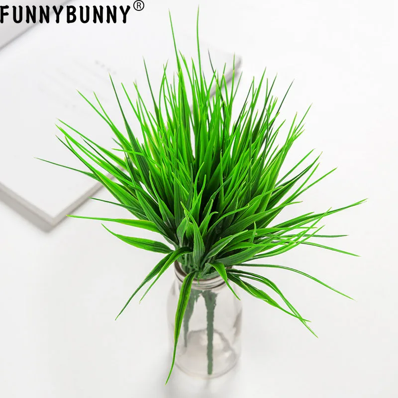 FUNNYBUNNY 2 шт поддельные пластиковые зеленые кусты пшеничной травы цветы