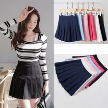 Для женщин Мини-юбки Harajuku милые офисные женские юбки 6 сплошной Цвета плиссированные Бейсбол сексуальные юбки женские# A003