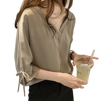 

New Spring Autumn Tops Office Ladies Blouse Fashion Long Sleeve Bow Loose White Shirt Female Work Blouses Blusas