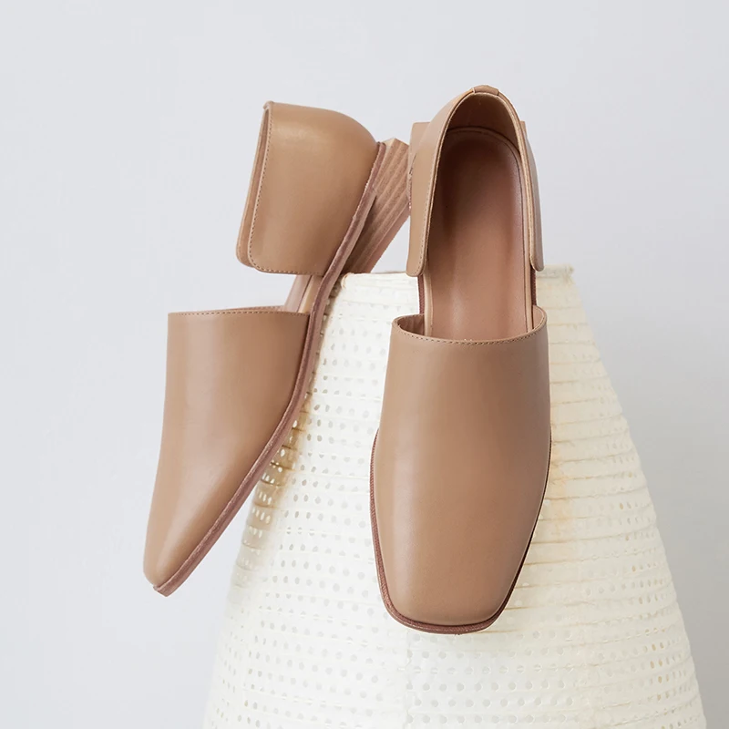 WETKISS/Женская обувь из натуральной кожи на плоской подошве с квадратным носком; модная повседневная обувь; женская прошитая обувь; сезон лето; коллекция года