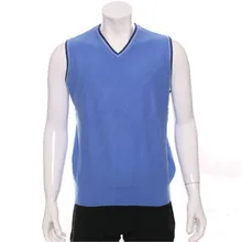Новое прибытие козел cashmerev-v-образный вырез вязаный мужской модный пуловер без рукавов жилет свитер темно-синий 2 цвета S/2XL