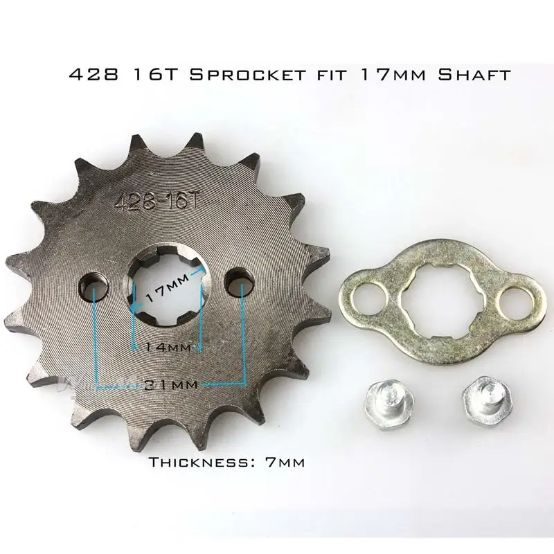 Wingsmoto Front Sprocket 428 16T 17mm 428 Size 16 Teeth Sprocket for