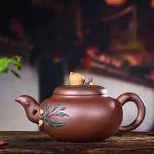 380 мл yixing фиолетовый песок чайник Подлинная известная чистая ручная работа металлический пурпурный глина долговечный с персиком чайник кунг-фу чайник