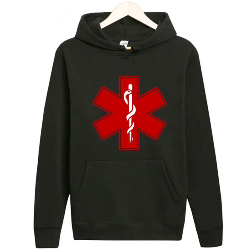 Hot Sale Hip Hop Cotton Long Sleeve Hoodies Men Clothes Ambulance Logo Print Tracksuit Acessorios Funny Hoodies Men - Цвет: as the picture