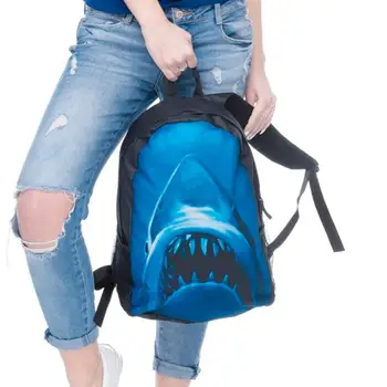 

Casual Men Women Backpack Large Capacity Travel Oxford Cloth Students Backpack Shark Sound Printed Breathable School Bag