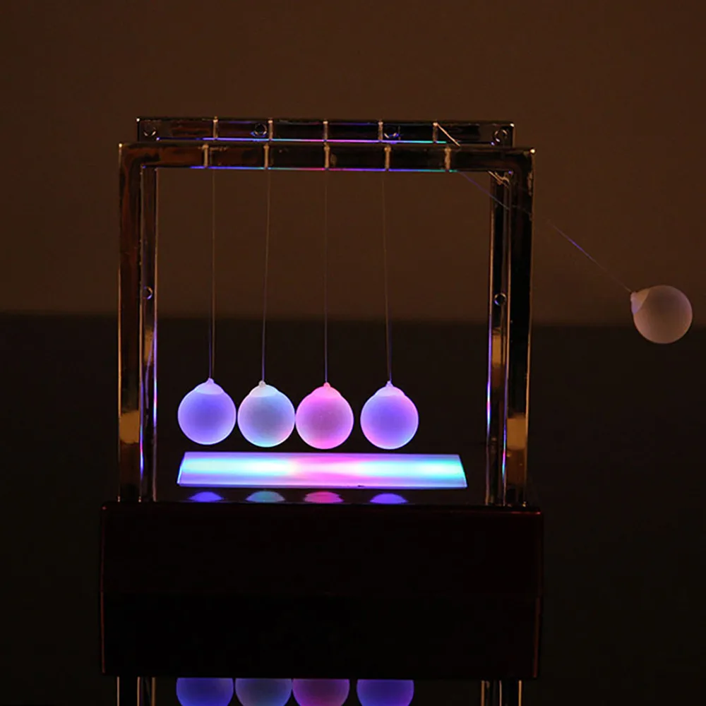 Newtons Колыбель светодиодный светильник с кинетической энергией домашний офис научная декомпрессионная игрушка домашний декор настольная игрушка